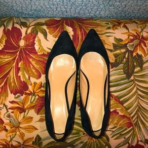 Talbots black suede kitten wedge EUC